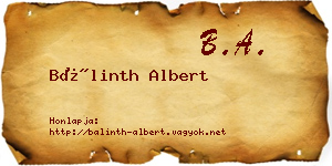 Bálinth Albert névjegykártya