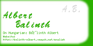 albert balinth business card